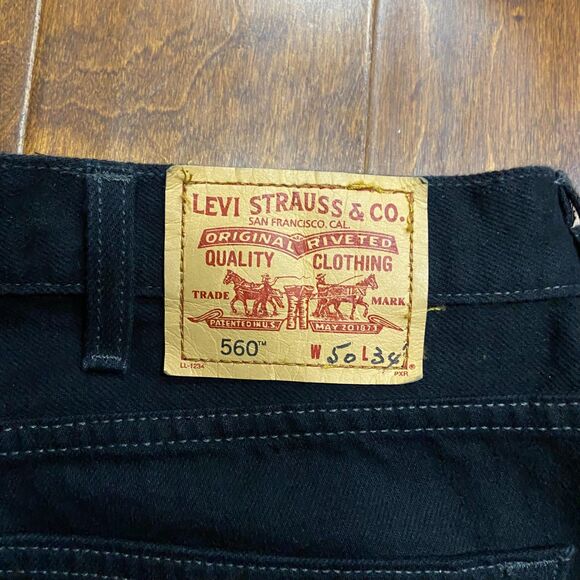 Levi's 560 Comfort Fit Relaxed Black Denim Jeans Big & Tall Mens Size 50 x 32 - Picture 2 of 10